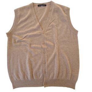 The Royal Mile Collection Mens Beige Cashmere Button Front Vest XXL